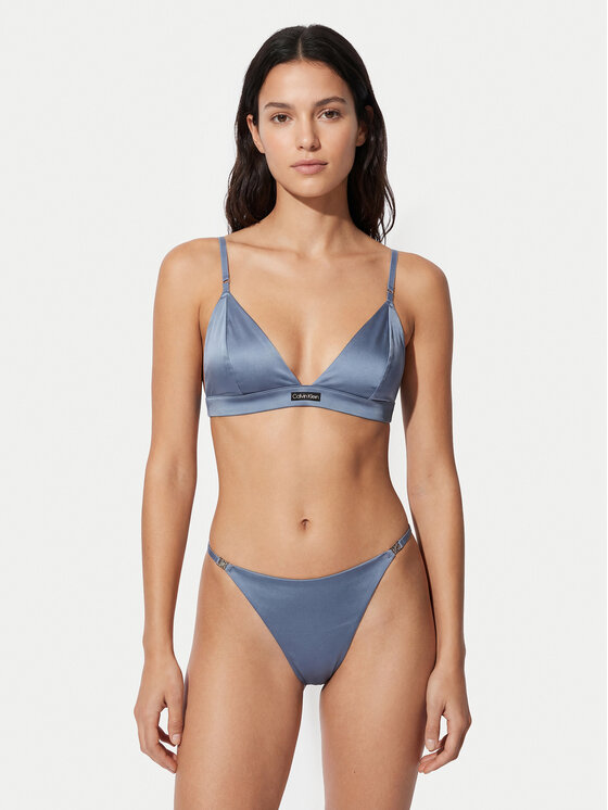 Calvin Klein Underwear Calvin Klein Underwear Sutien Bralette Signature Satin LV00QF8392 Albastru deschis