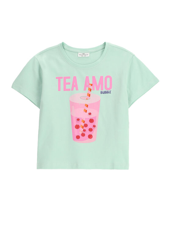 Dziewczęcy T-Shirt Coccodrillo, Rozmiar 128, Zielony, WC5143203HGJ