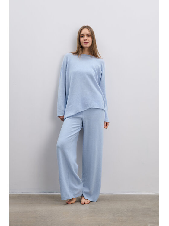 Fobya Fobya Komplet bluzka i spodnie F2108 Niebieski Basic Fit
