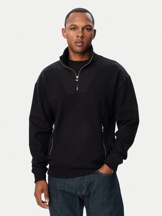 HUGO Суитшърт Derenzip Half Zip 50568234 Черен Regular Fit