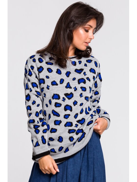 BeWear BeWear Sweter BK029 Szary Modern Fit
