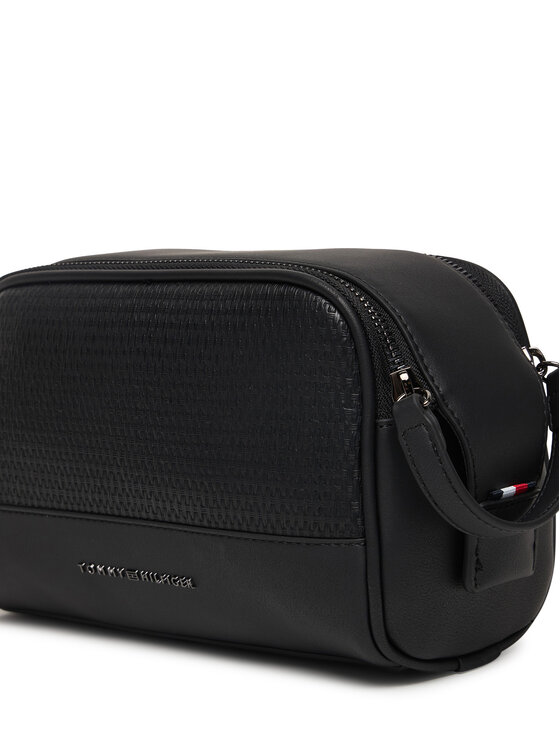 Tommy Hilfiger Tommy Hilfiger Geantă pentru cosmetice Metal Logo Woven Washbag AM0AM14098 Negru