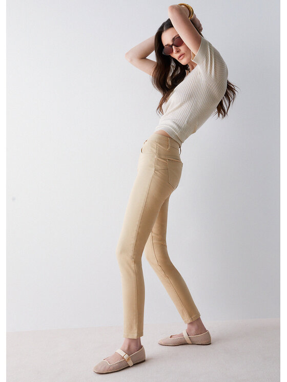 Liu Jo Liu Jo Spodnie materiałowe WA6404T367A41208 Beżowy Slim Fit