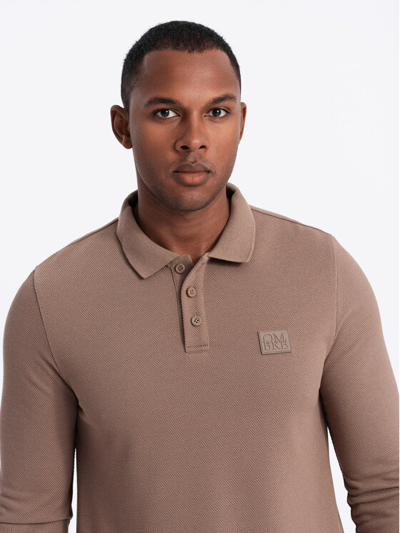 Ombre Ombre Longsleeve OM-POLS-0131 Brązowy Regular Fit