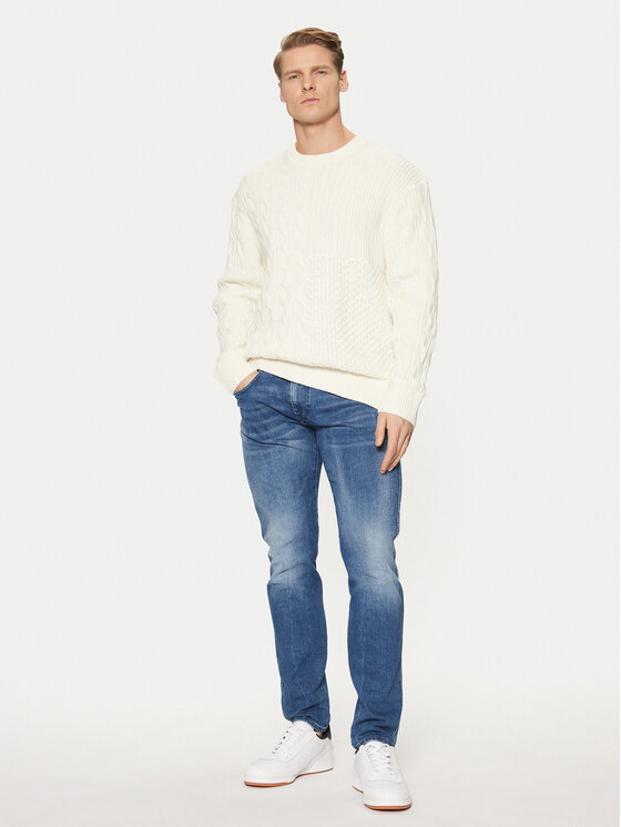 Tom Tailor Denim Tom Tailor Denim Sweter 1044433 Écru Relaxed Fit