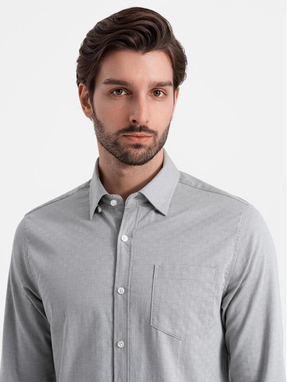 Ombre Ombre Koszula OM-SHCS-0174 Szary Regular Fit
