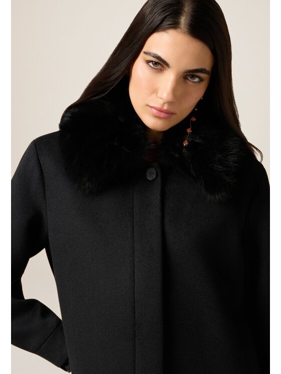 Oltre Oltre Płaszcz zimowy 0002J000153N033 Czarny Baggy Fit