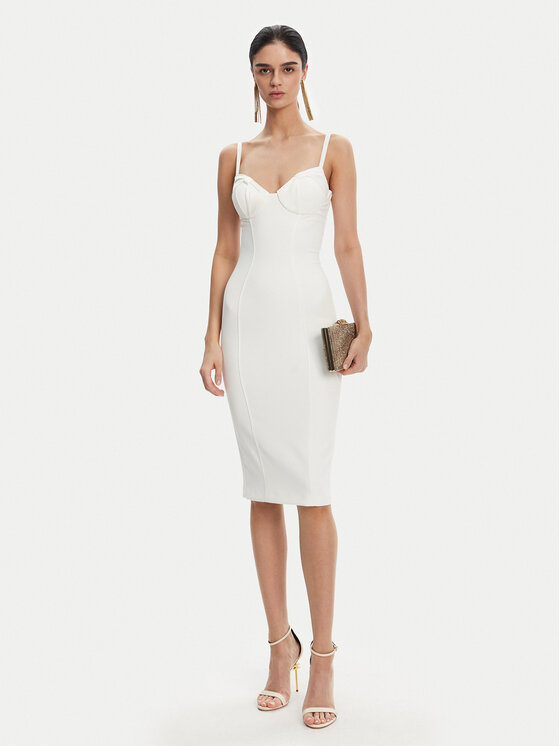 Elisabetta Franchi Elisabetta Franchi Koktejlové šaty AB-702-51E2 Bílá Regular Fit