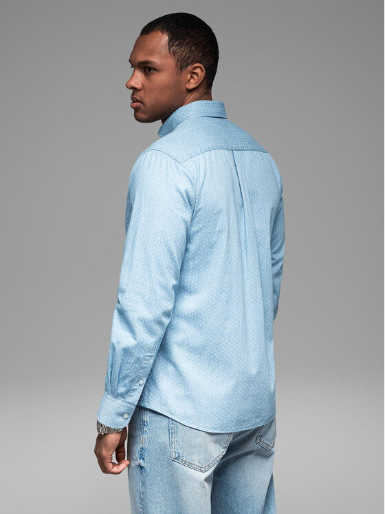 Ombre Ombre Koszula jeansowa OM-SHDS-0179 Niebieski Regular Fit
