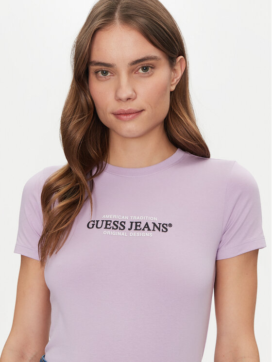 Guess Jeans Guess Jeans Тишърт W4YI03 J1314 Виолетов Slim Fit
