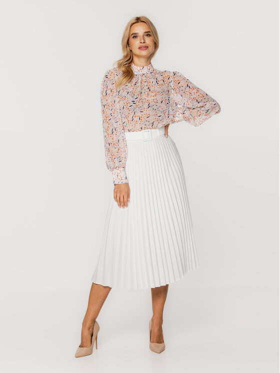 Willsoor Willsoor Spódnica plisowana 67359 Biały A-Line Fit