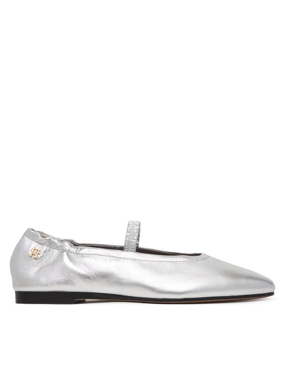 Tommy Hilfiger Balerini Silver Lth Ellastic Ballerina FW0FW09466 Argintiu