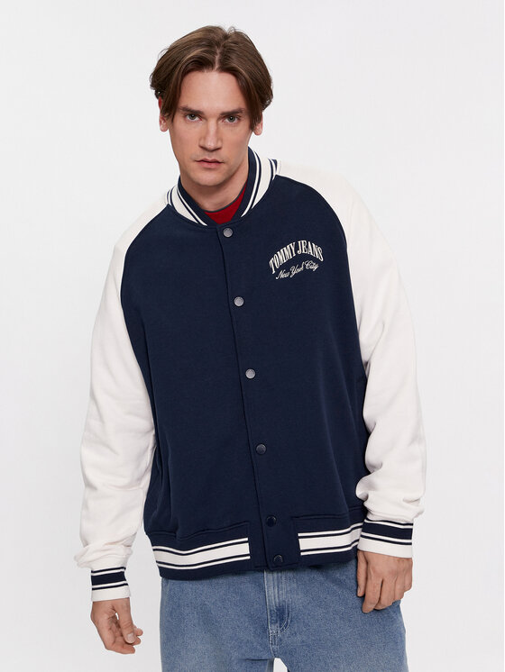 Tommy Jeans Džemperis ar kapuci Varsity DM0DM18400 Tumši zils Relaxed Fit