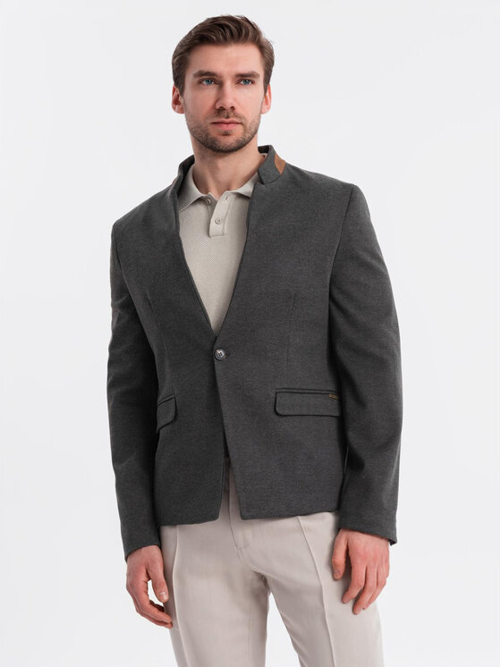 Ombre Ombre Marynarka OM-BLZB-0131 Czarny Regular Fit