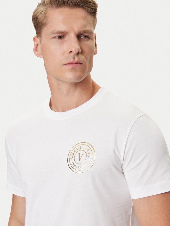 Versace Jeans Couture Versace Jeans Couture T-krekls 79GAHT00 CJ00T Balts Regular Fit