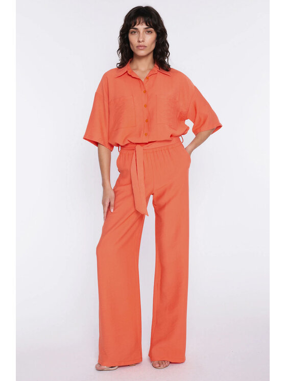 NIFE NIFE Kalhoty z materiálu SD135 Oranžová Wide Leg