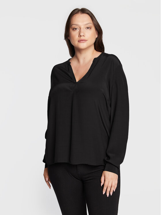 Blusa Viscose Solid V-Nk WW0WW34332 Nero Relaxed