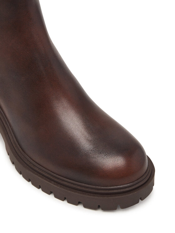 Tommy Hilfiger Tommy Hilfiger Škornji Block Heel Buckled Chelsea Boot FW0FW09577 Temno rjava