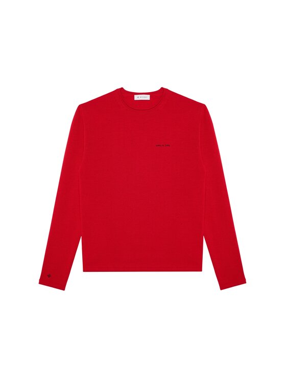 B SIDES B SIDES Bluzka MERINO Czerwony Relaxed Fit