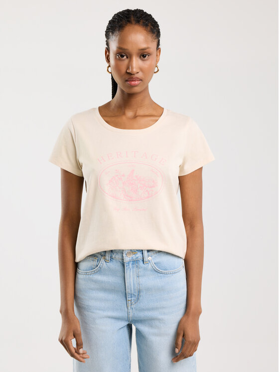 BIG STAR BIG STAR T-Shirt ALOTA Kremowy Basic Fit