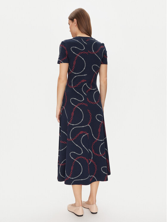 Tommy Hilfiger Tommy Hilfiger Každodenné šaty Modern F&F Midi Dress WW0WW44547 Tmavomodrá Regular Fit