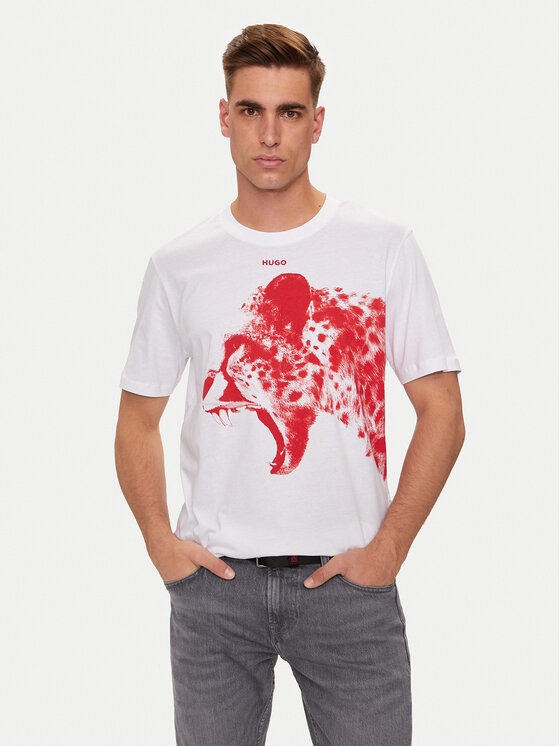 HUGO Hugo Majica Dikobra 50519013 Bela Regular Fit