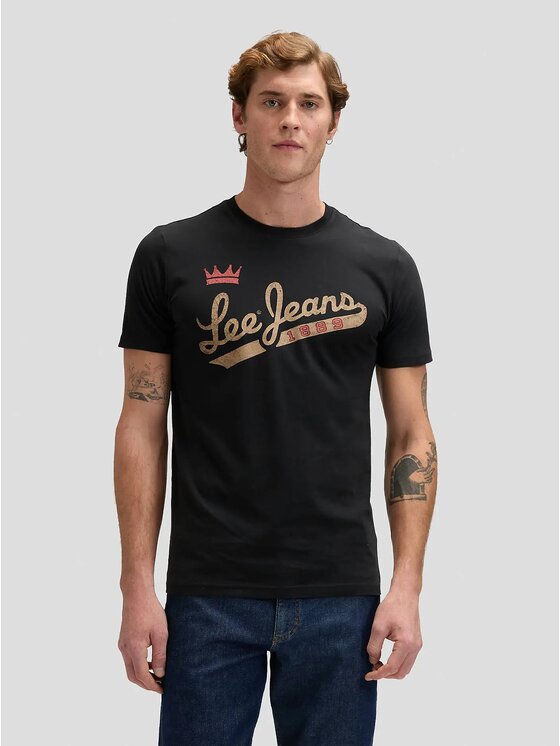 Lee Lee T-Shirt JEANS TEE Czarny Regular Fit