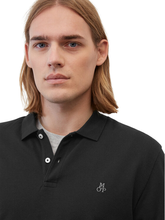 Marc O'Polo Marc O'Polo Тениска с яка и копчета B21223053092 Черен Regular Fit