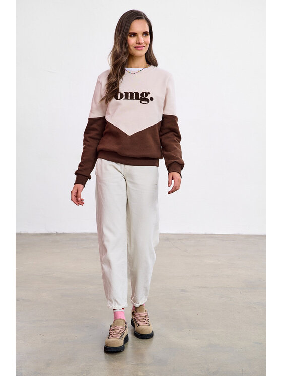 NAOKO NAOKO Bluza Oh My God Kremowy Reglan Fit