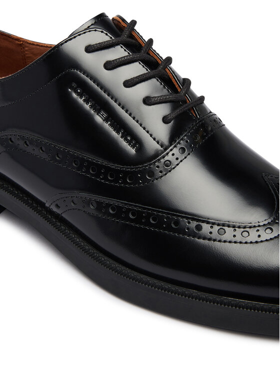 Tommy Hilfiger Tommy Hilfiger Обувки Lth Abrasivato Brogue Shoe FM0FM06078 Черен