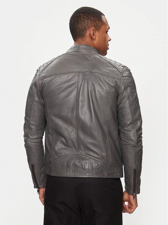 Serge Pariente Serge Pariente Lederjacke Sean Hood Grau Regular Fit