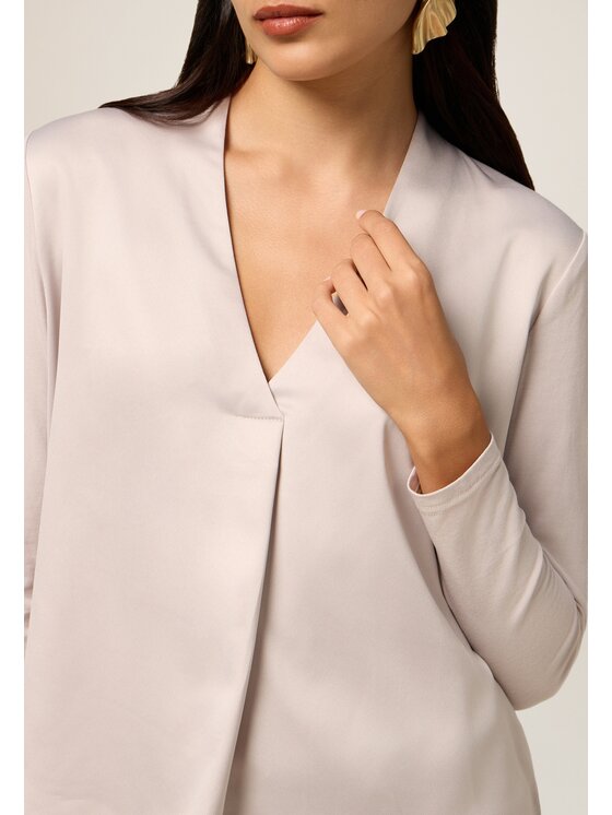Oltre Oltre Bluzka G388J004175N002 Kremowy Regular Fit