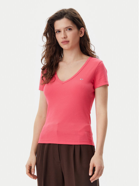 Tommy Jeans Tommy Jeans T-shirt Essential DW0DW17385 Rosa Slim Fit