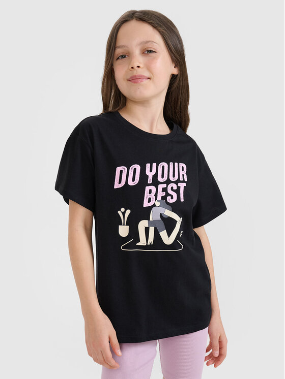 4F 4F T-Shirt HAVE SOME FUN Czarny Regular Fit