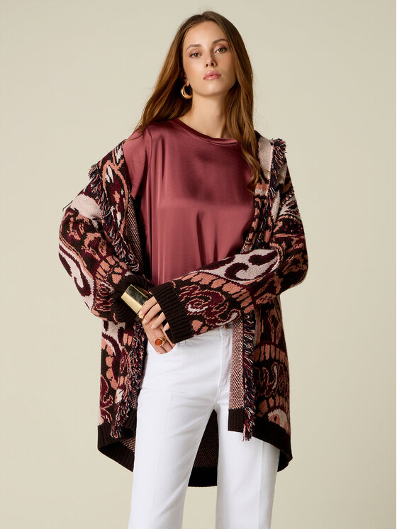 Oltre Oltre Sweter M207E002227N0R6 Bordowy Over Fit