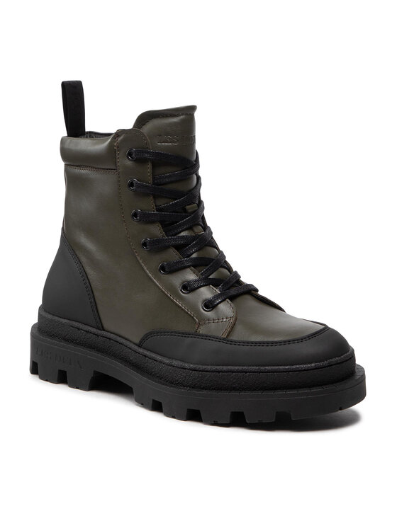 Les Deux Zimski škornji Tanner Mid-Top Leather Sneaker LDM820022 Zelena