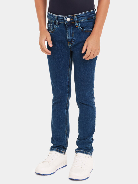 Calvin Klein Jeans Džinsi IB0IB01998 Tumši zils Slim Fit