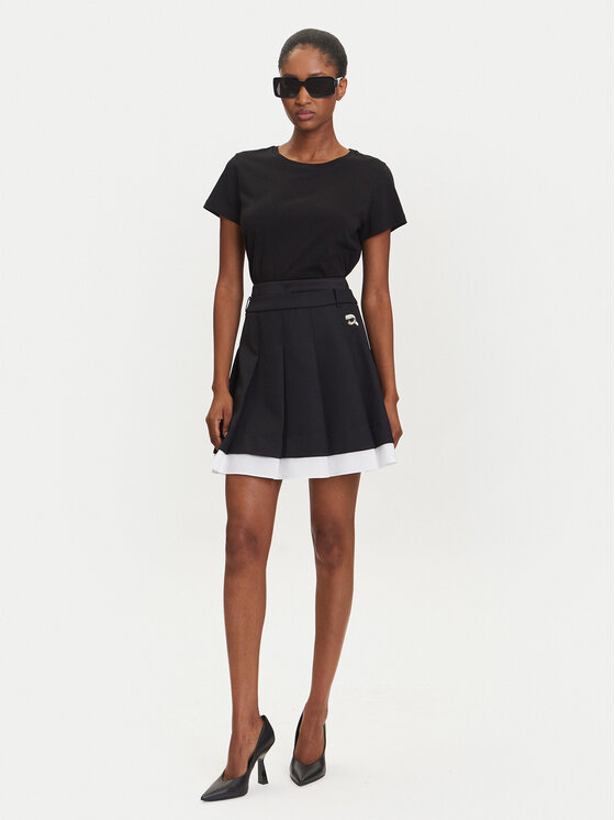 KARL LAGERFELD KARL LAGERFELD Miniszoknya A3W12021 Fekete Regular Fit