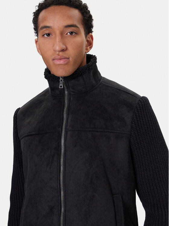 Guess Guess Μπουφάν από απομίμηση δέρματος M5BR79 Z5570 Μαύρο Regular Fit