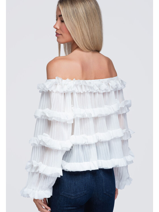 Ombre Ombre Bluzka OW-TS-E0081 Biały Loose Fit