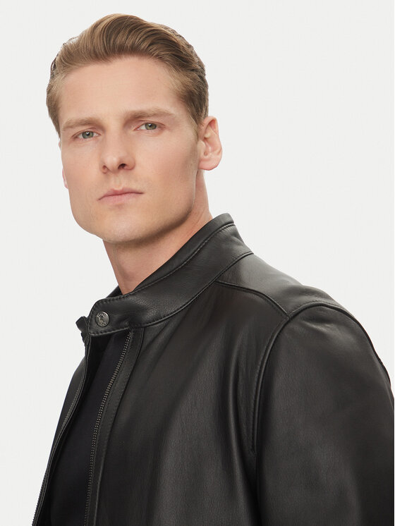 BOSS BOSS Шкіряна куртка H-Mansell3 50532475 Чорний Regular Fit