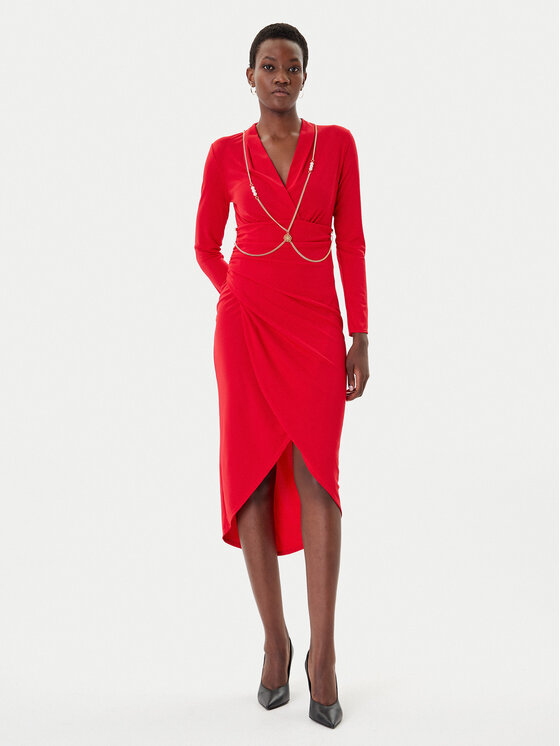 Rinascimento Rinascimento Cocktail obleka CFC0020146002 Rdeča Slim Fit
