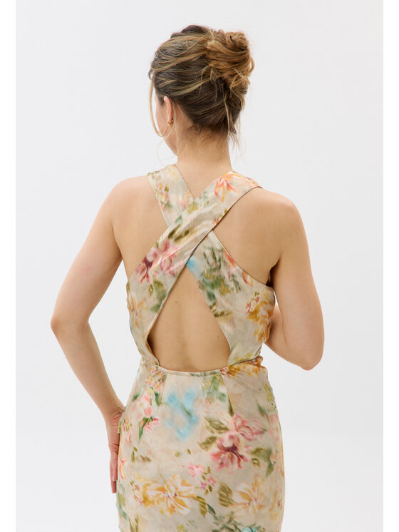 Mirons Mirons Sukienka wieczorowa PRINT Beżowy Feminine Fit