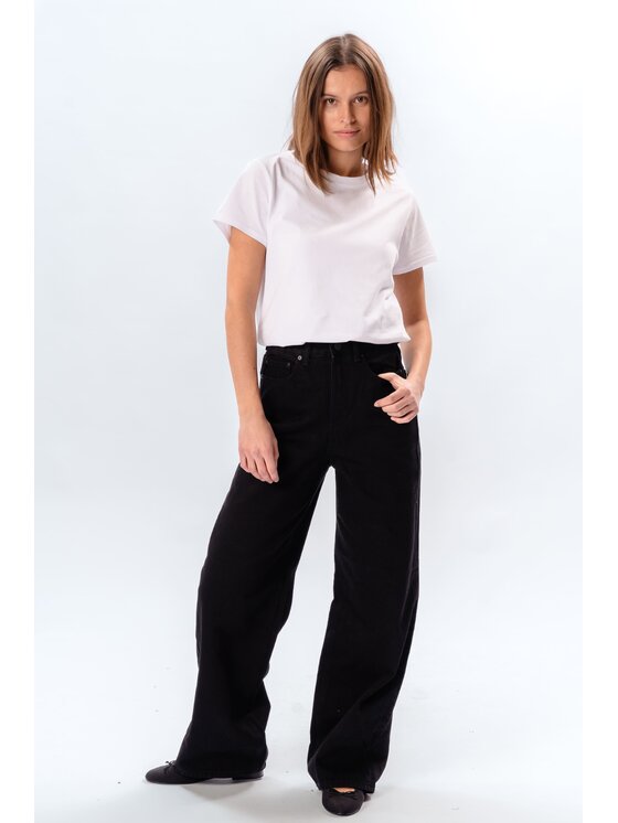 TeeShoppen TeeShoppen Jeansy Oryginalne dżinsy z szerokim występem Czarny Wide Leg