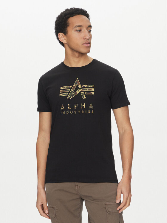 Alpha Industries Alpha Industries T-Shirt Camo Puff 146506 Czarny Regular Fit