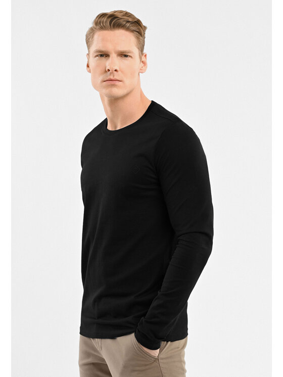 Volcano Volcano Longsleeve L-HALS Czarny Regular Fit