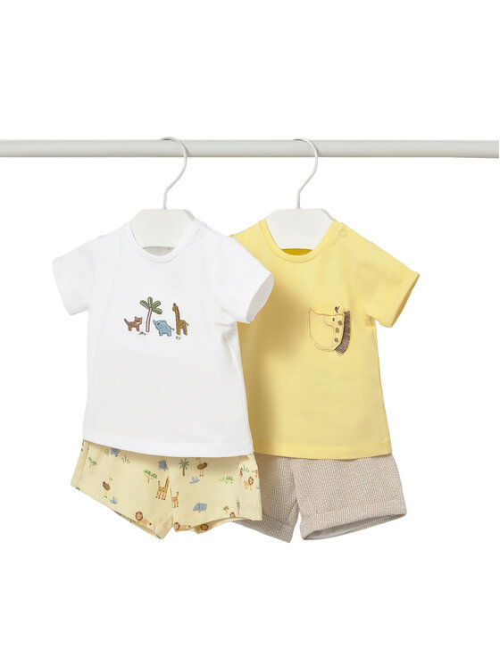 Mayoral Mayoral Completo 2 T-shirt e pantaloncini 1652 Giallo Regular Fit