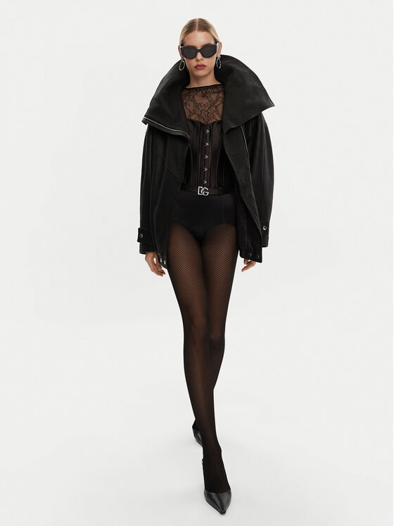 Dolce&Gabbana Dolce&Gabbana Odinė striukė F9S01L HULVN Juoda Oversize