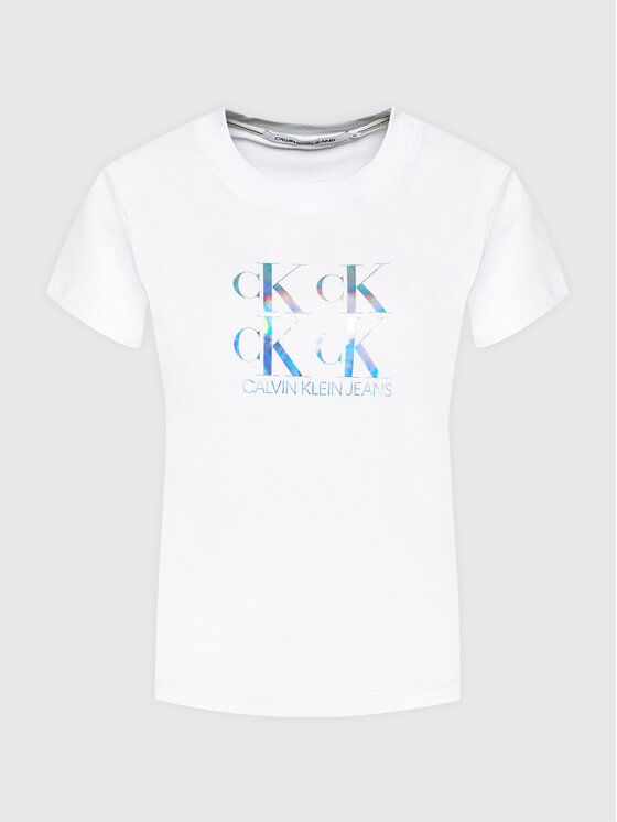 Calvin Klein Jeans Marškinėliai J20J215637 Balta Regular Fit • Modivo.lt