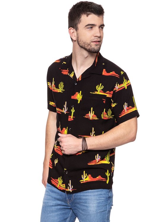 Wrangler Wrangler Camicia RESORT SHIRT Nero Regular Fit